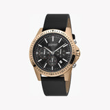Esprit Men's Black Leather Watch, Black Dial | Es1g066m0025