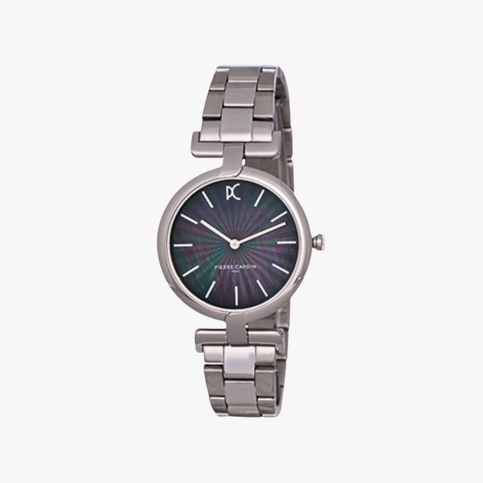 Pierre Cardin Women's Silver Watch, Black Mother Of Pearls | Cmd.3541