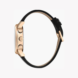 Esprit Men's Black Leather Watch, Silver Dial | ES1G306L0045