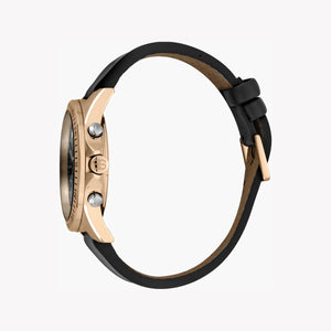 Esprit Men's Black Leather Watch, Black Dial | Es1g066m0025